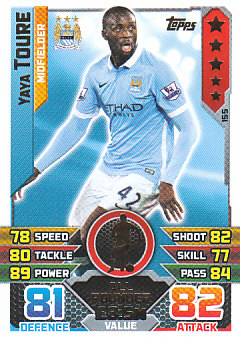 Yaya Toure Manchester City 2015/16 Topps Match Attax #155